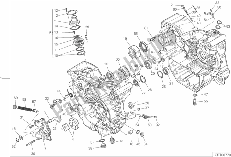 All parts for the 010 - Half-crankcases Pair of the Ducati Monster 821 Stealth Thailand 2019